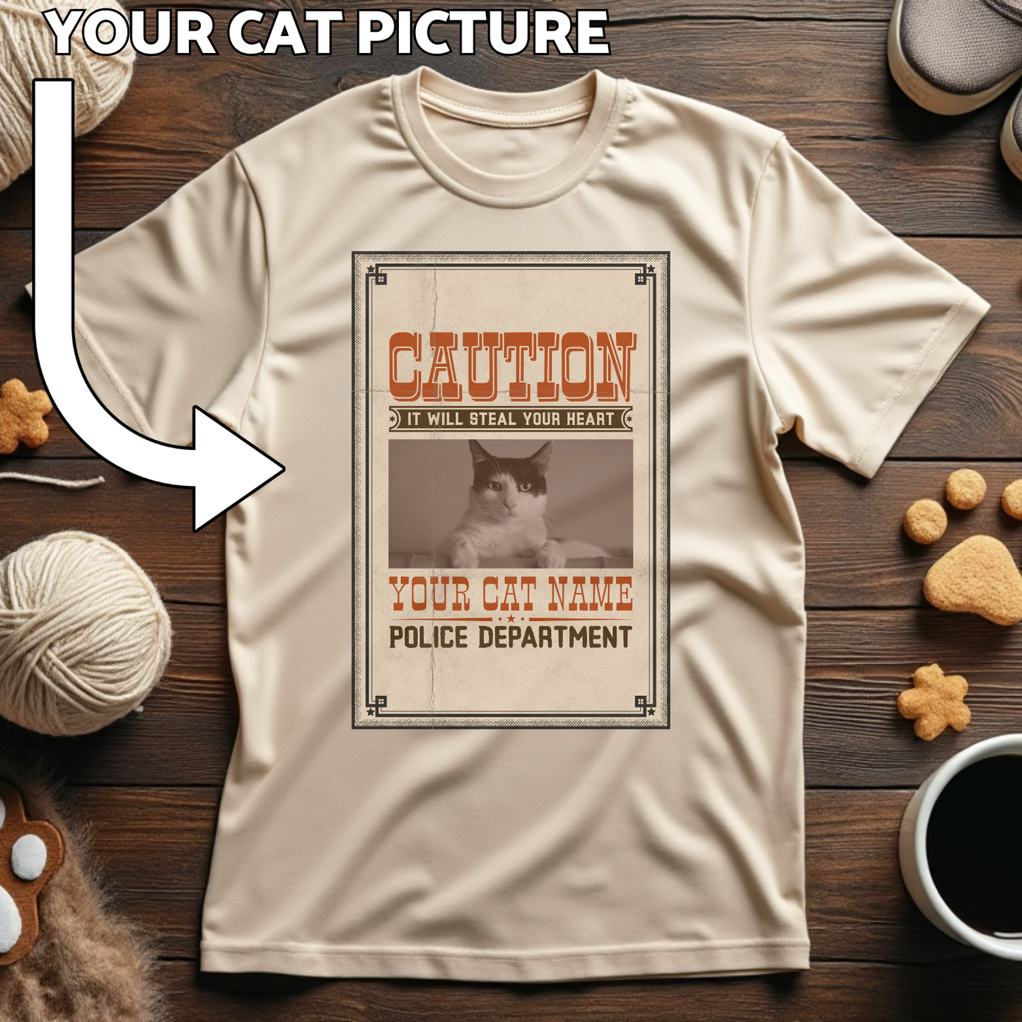 Custom Cat Print T-Shirt