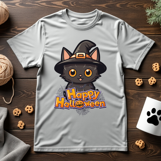 Happy Halloween Witch Cat Unisex Tee