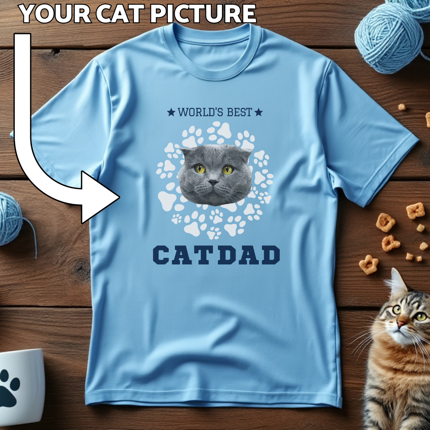 World's Best Cat Dad Custom Cat Print T-Shirt