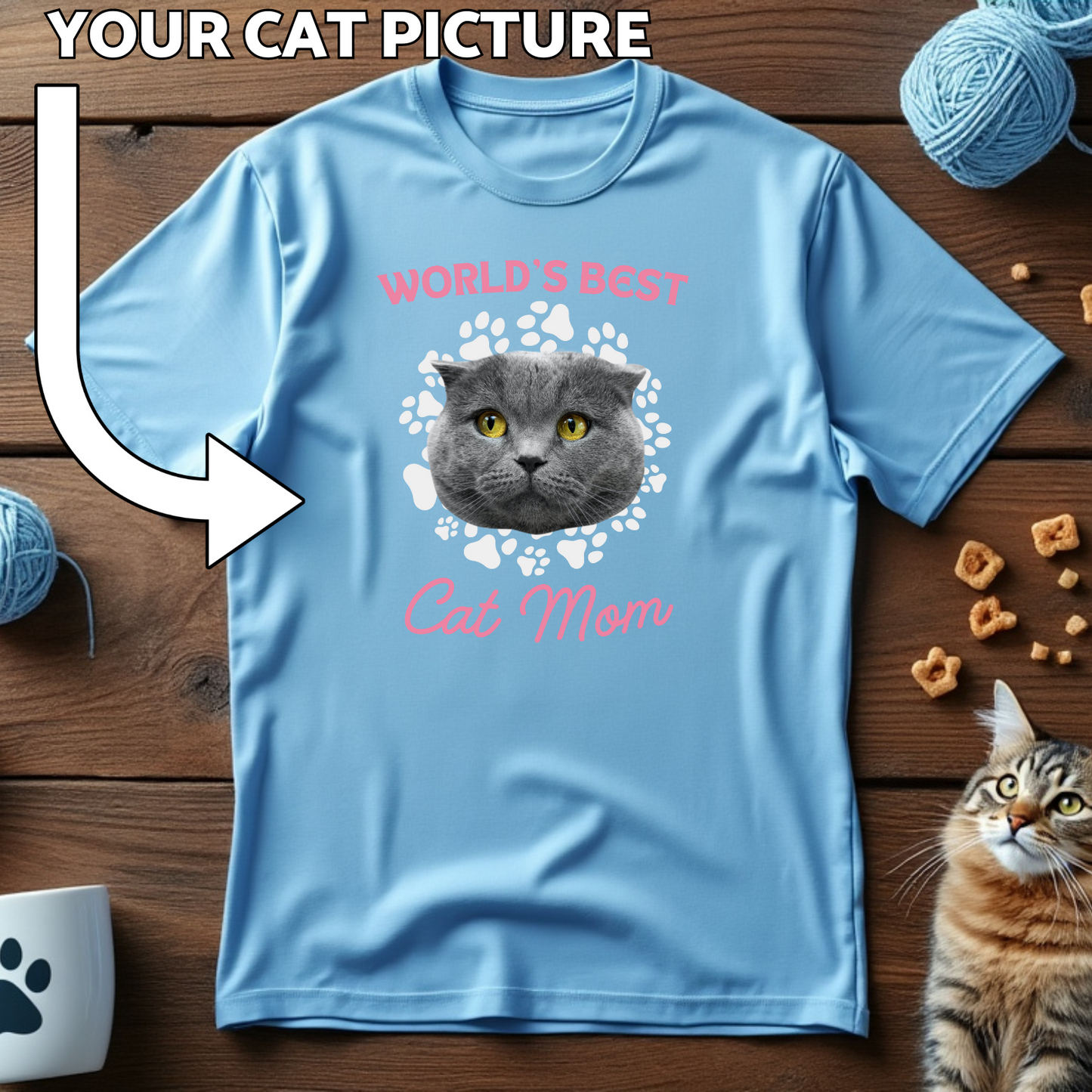 World's Best Cat Mom Custom Cat Print T-Shirt