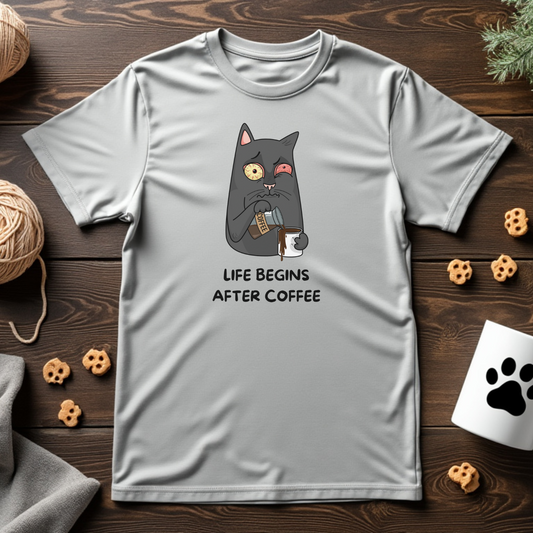 Life Begins After Coffee Cat Tee