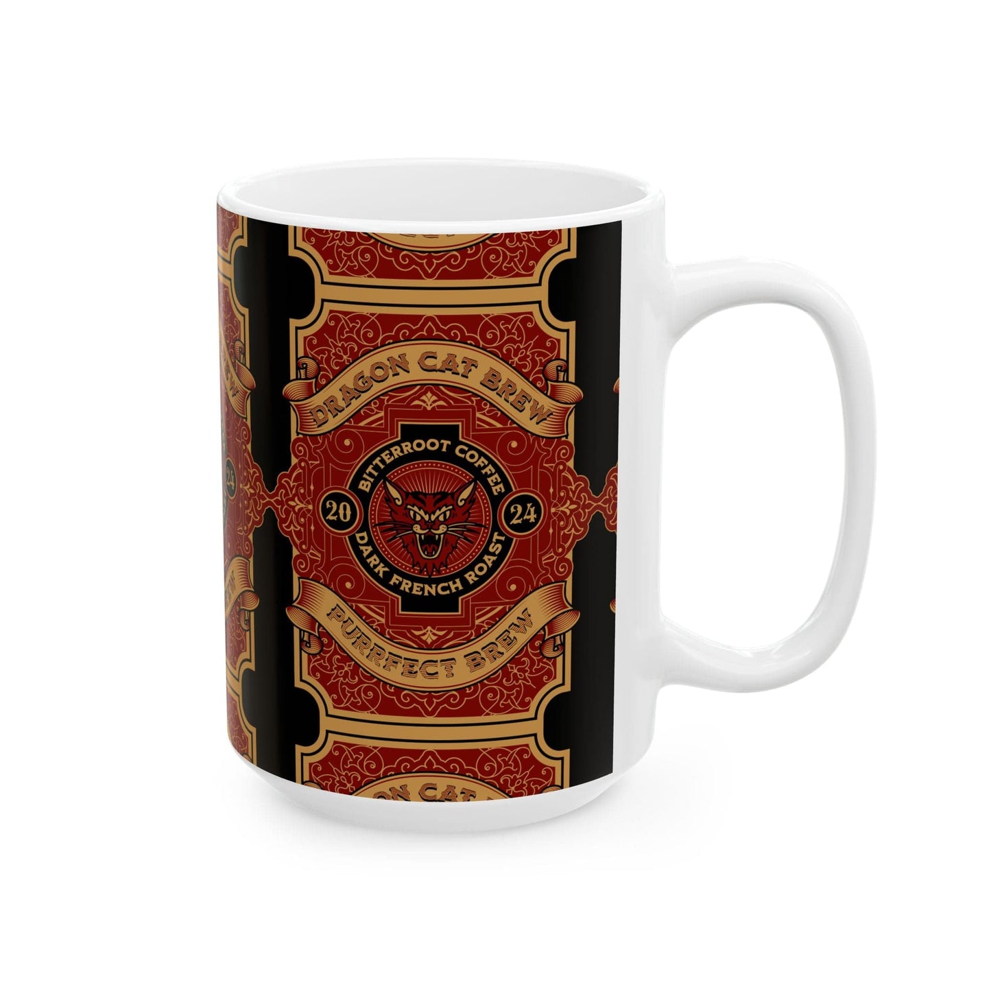 Purrfect Brew Dragon Cat Brew Mug (11oz, 15oz)