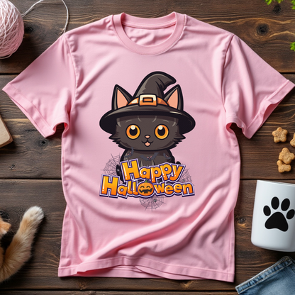 Happy Halloween Witch Cat Unisex Tee