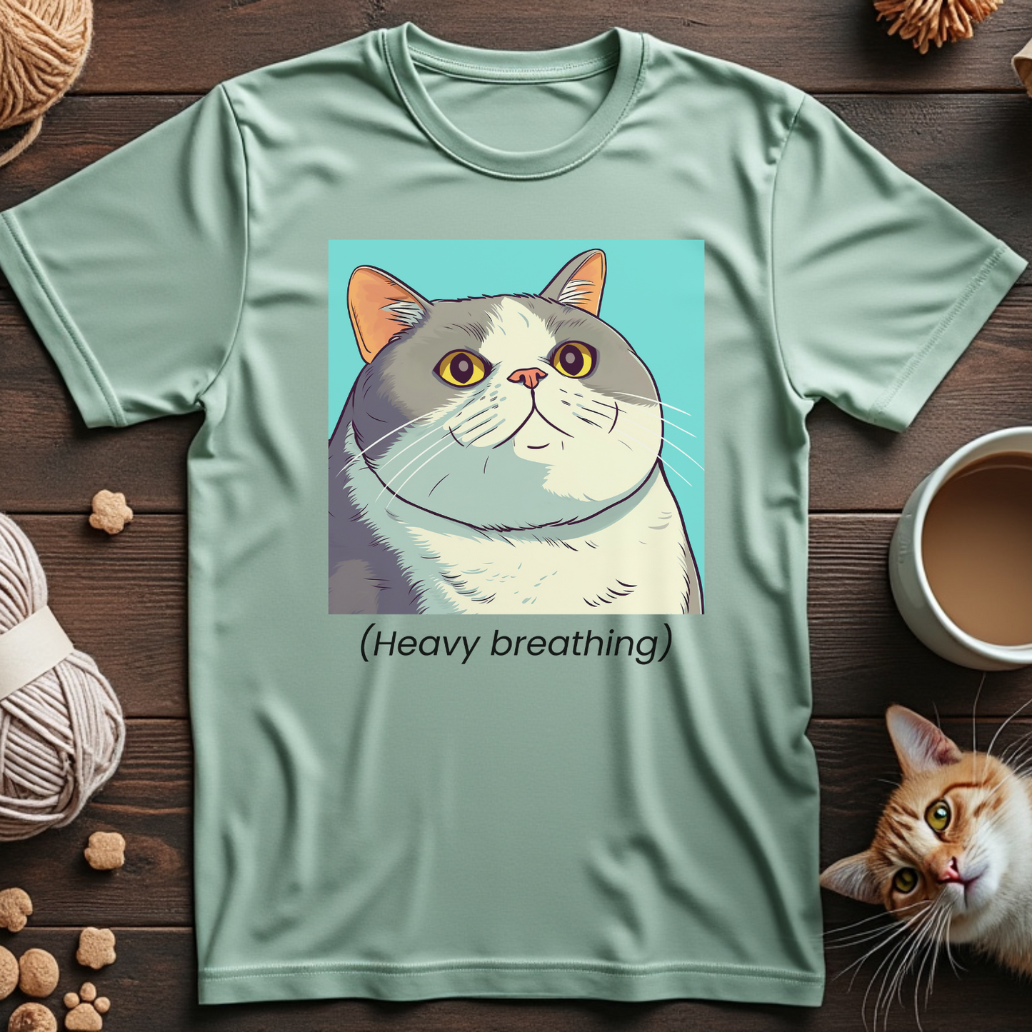 Heavy Breathing Cat Unisex Tee
