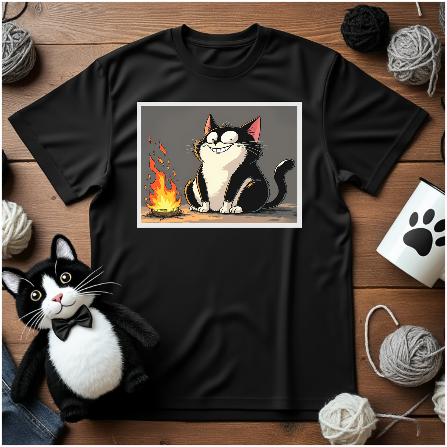 Just Faxy "Pyro Paws" Tee – A Spark of Mischief! 🔥😸
