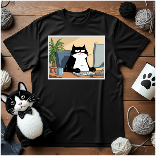 Just Faxy "Corporate Cat-titude" Tee – Monday Blues, Faxy Style! 😼💻