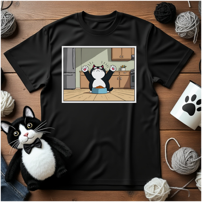 Just Faxy "Feast of Champions" Tee – The Ultimate Dinner Victory Pose! 🐾🍲