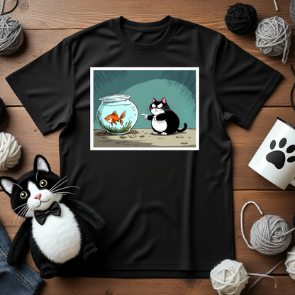 Just Faxy "Aquarium Showdown" Tee – For the Feisty Feline Fanatics 🐟😾