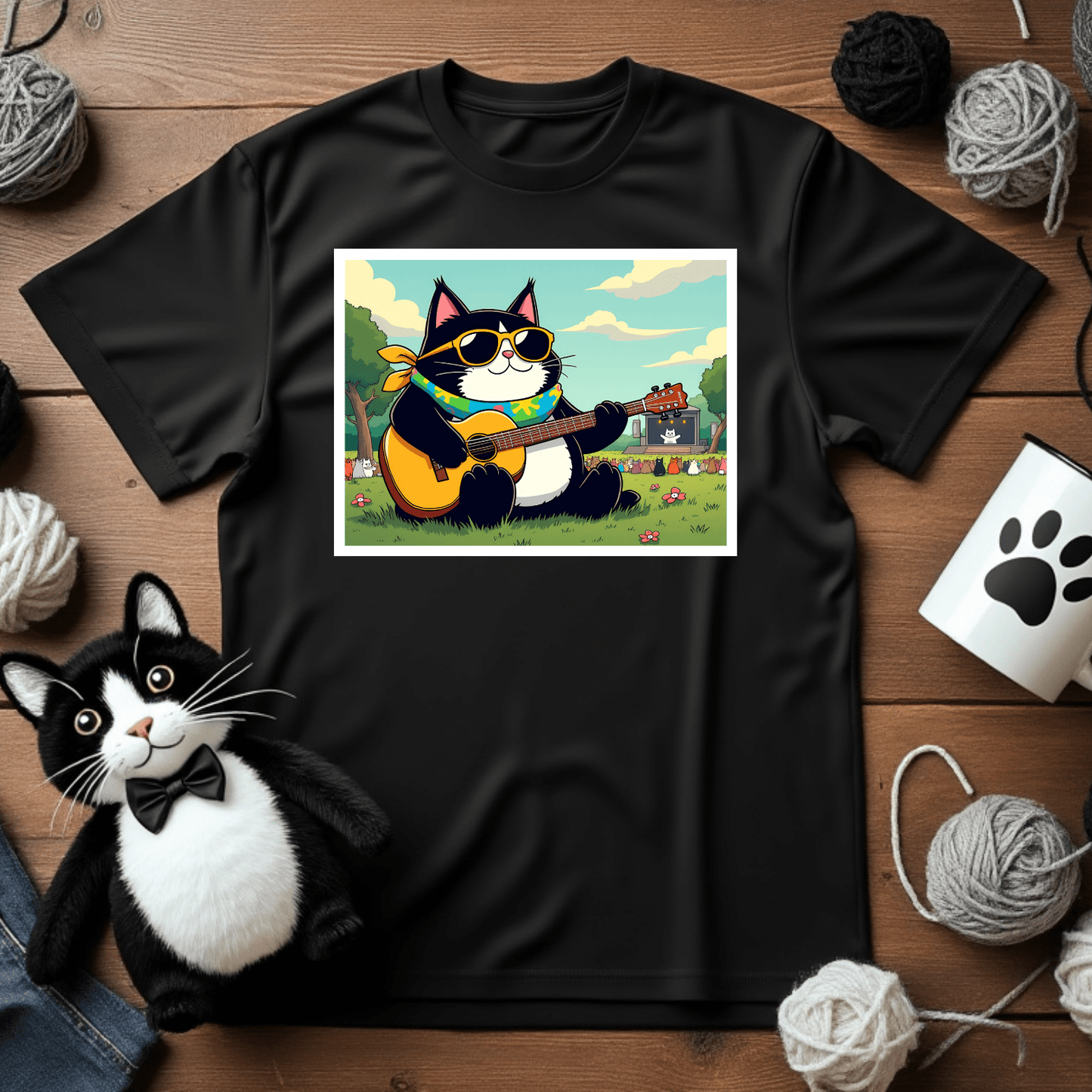 "Faxy Woodstock Vibes" Tee – Feel the Pawsitive Energy! 🎸😎