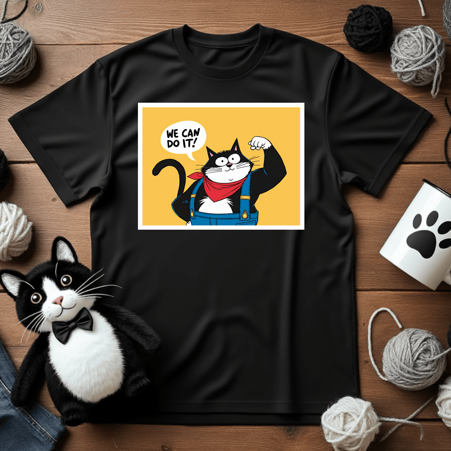 "Faxy the Riveter" Tee – Pawsitive Power for Every Day! 💪🐱