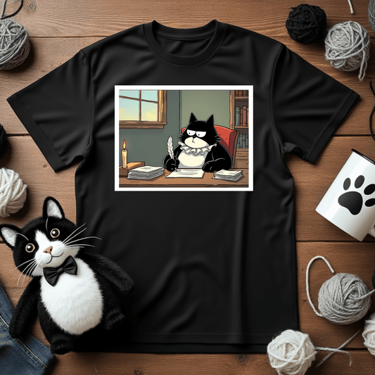 "Faxy the Playwright" Tee – A Tale of Whiskers and Wits 🎭✒️