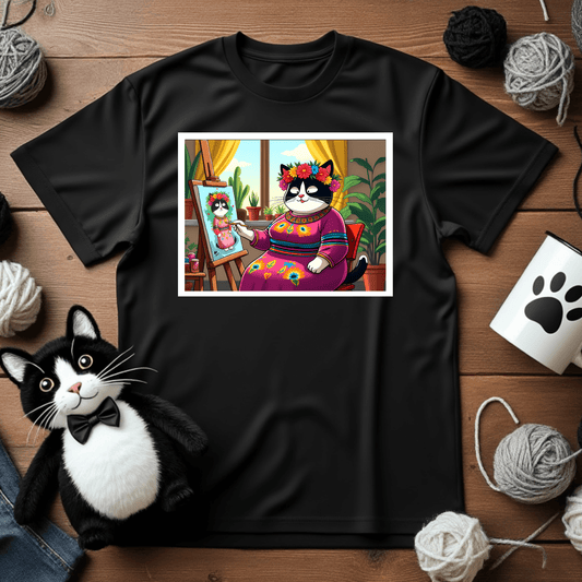 "Frida Faxy" Tee – A Tribute to Artistic Purrfection 🎨🌺