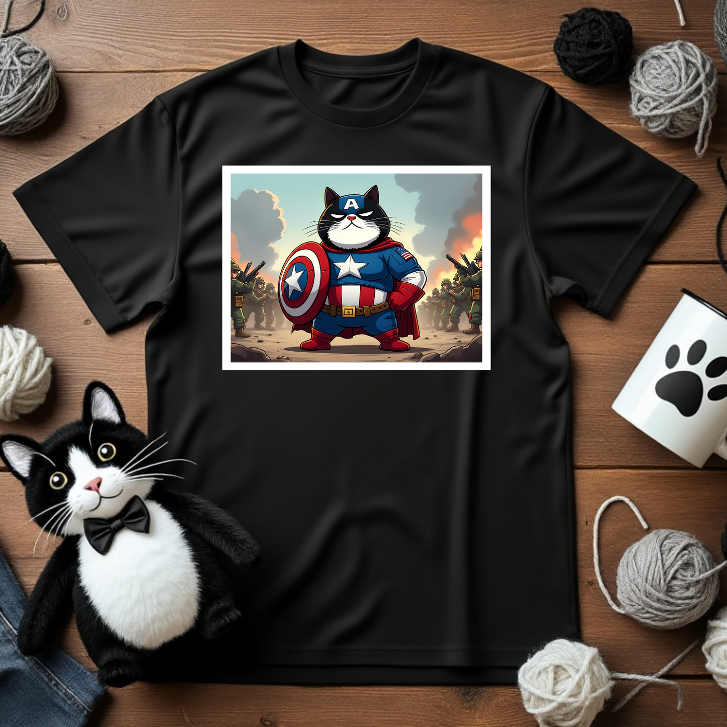 Faxy Hero Tee - Cat-tain America Edition