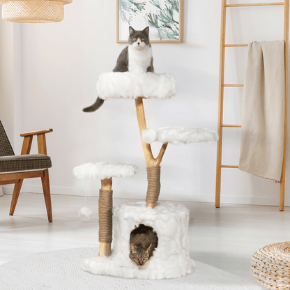 Clouds in Your Living Room: Modern Cat Tree with Natural Branches and Cozy Perches