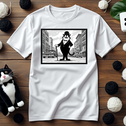 Faxy Chaplin Tee - The Classic Comedic Cat