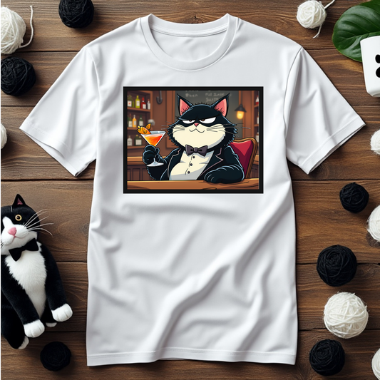 Just Faxy "Meowtini Nights" Tee – Classy Cat Vibes 🍸🐟
