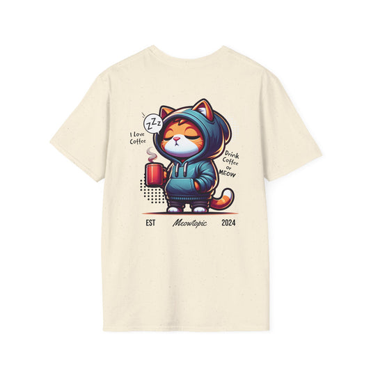 Sleepy Cat Coffee Unisex Tee - Purrfect Brew Edition [Back Design]