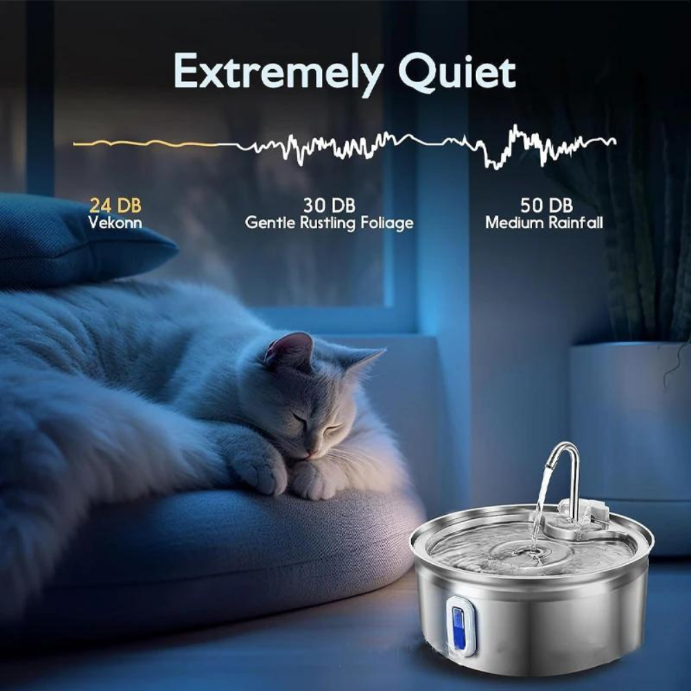 Meowtopia Oasis 3.2L Automatic Cat Water Stainless Steel Fountain