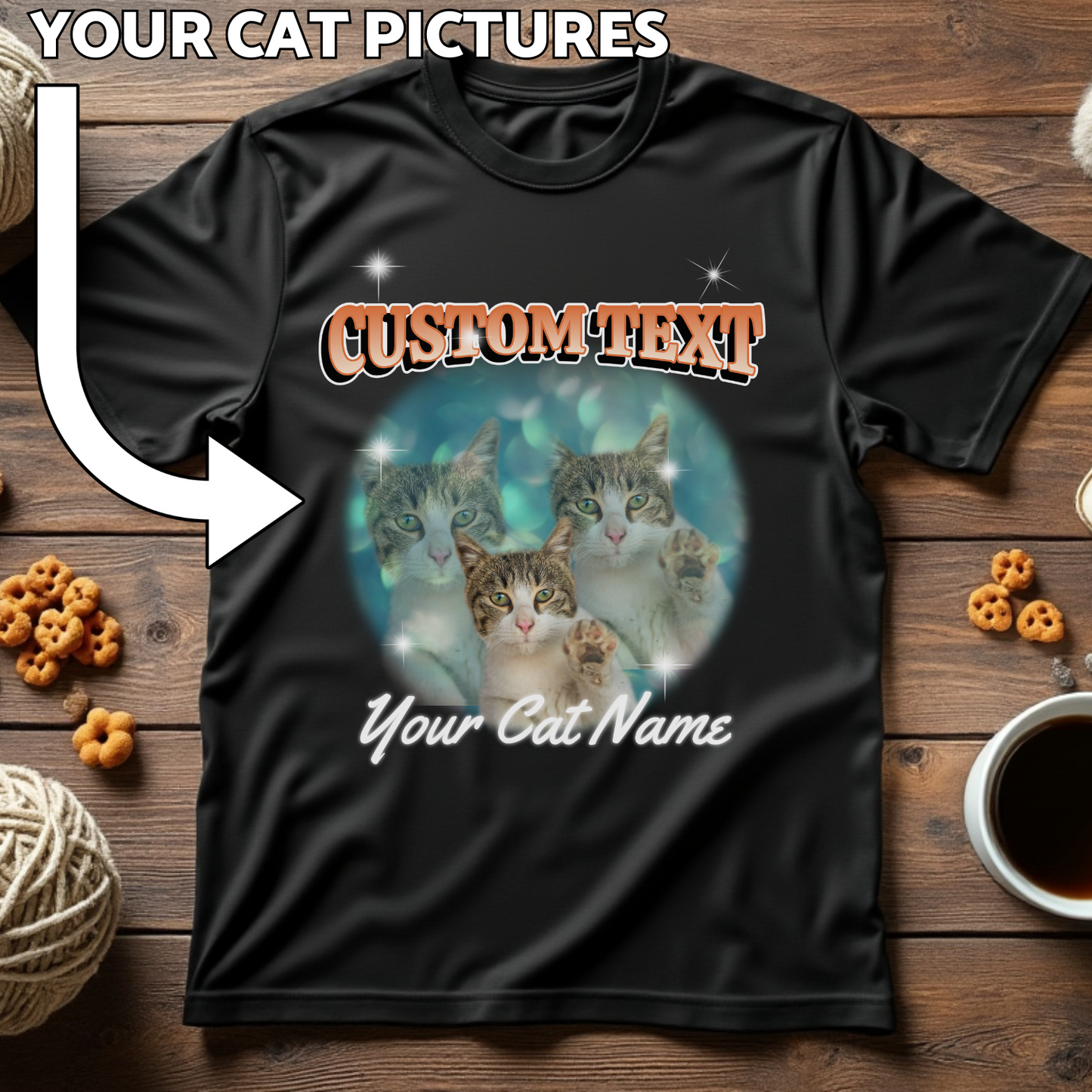 Custom Cat Print T-Shirt