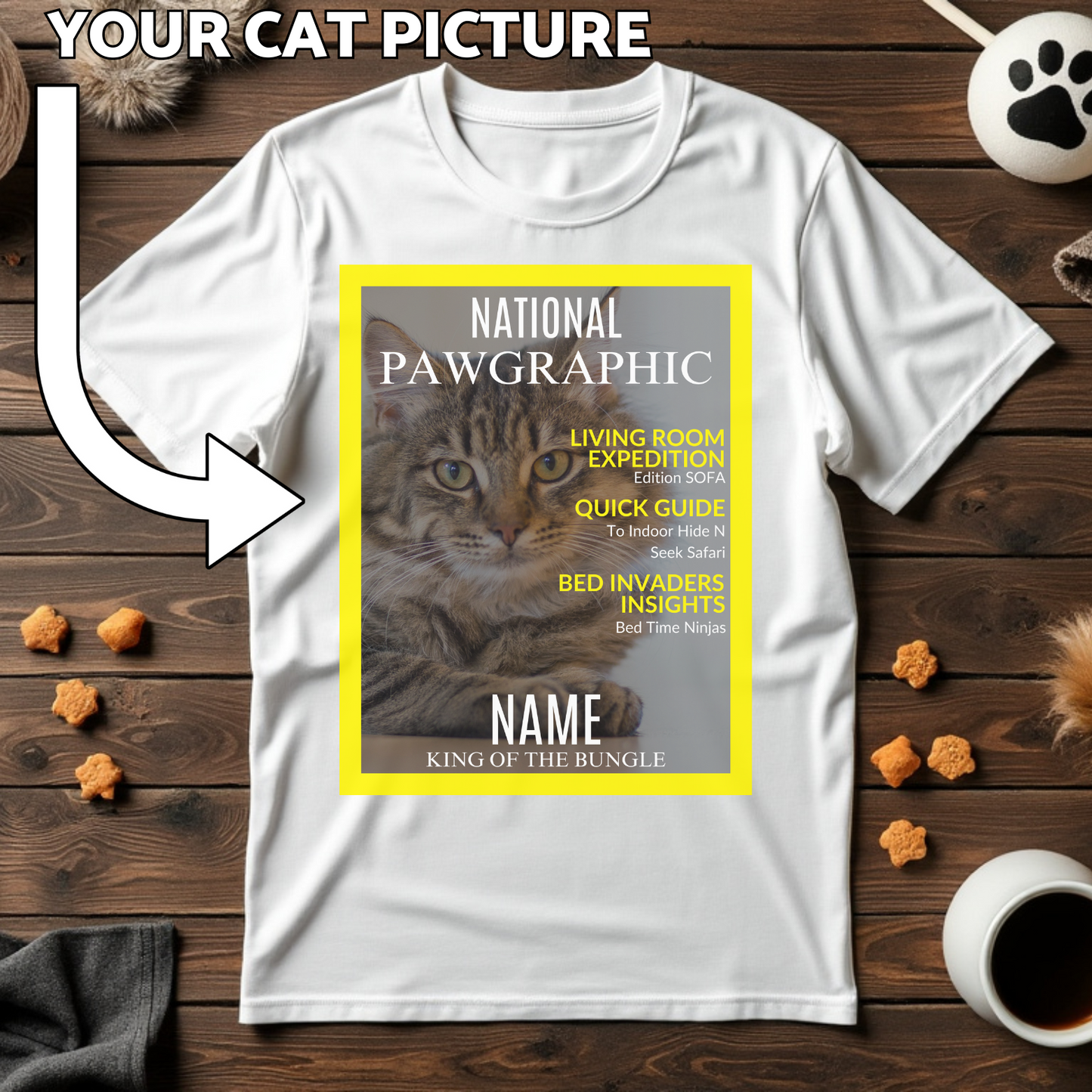 National Pawgraphic Custom Cat Print T-Shirt