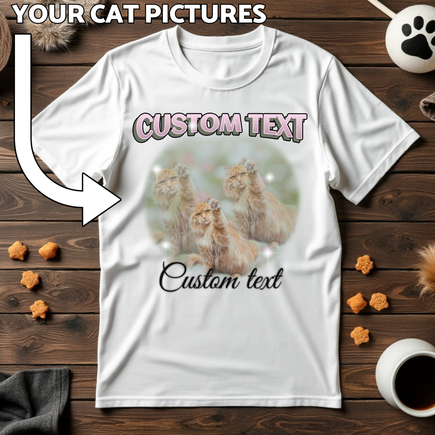 Custom Cat Print T-Shirt