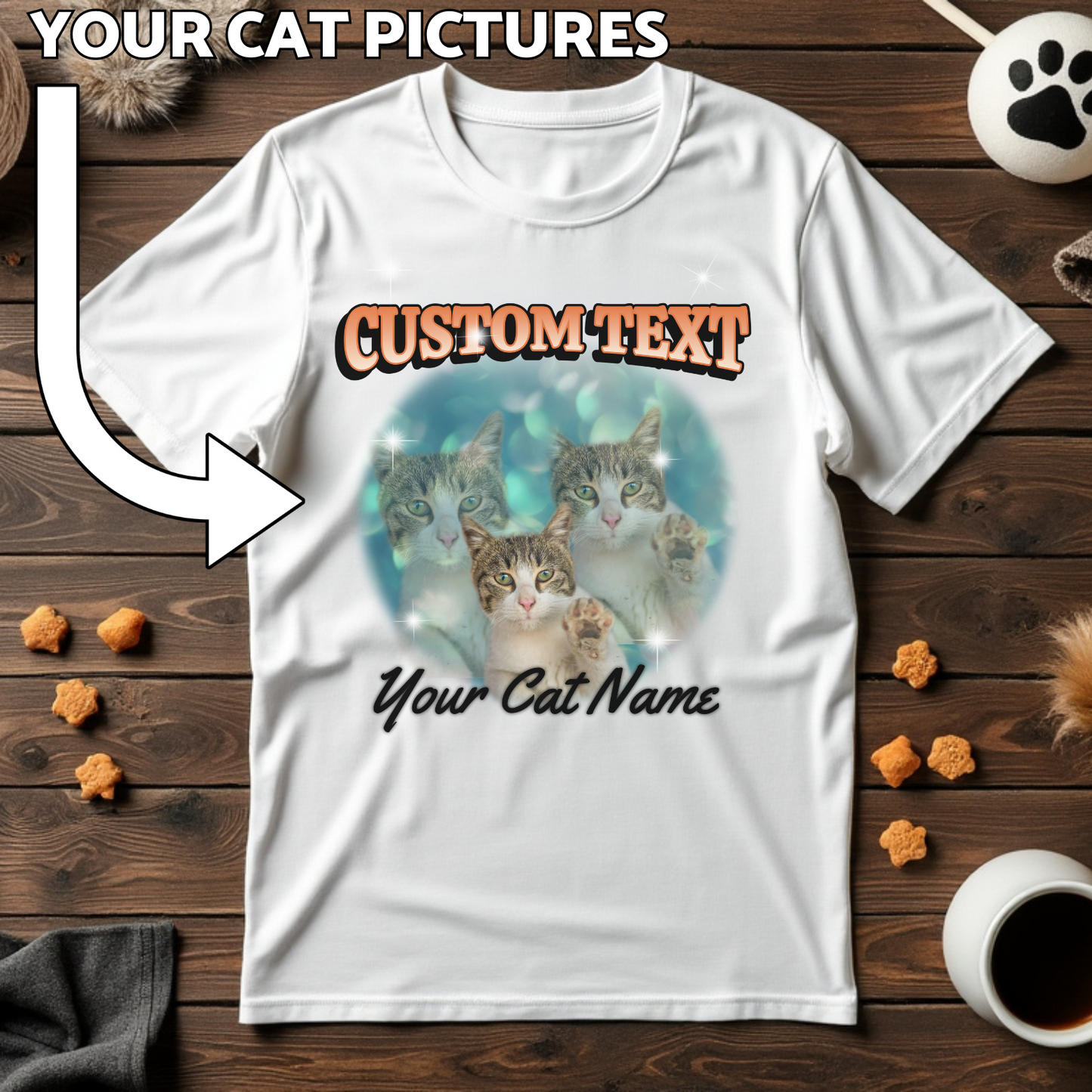 Custom Cat Print T-Shirt