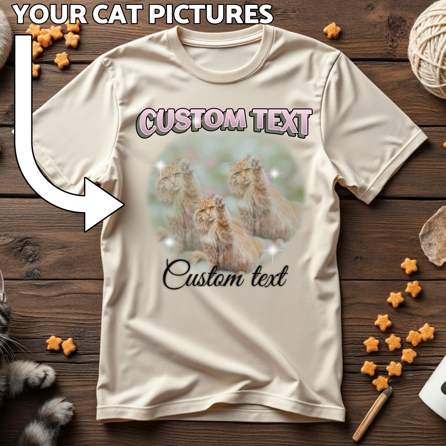 Custom Cat Print T-Shirt