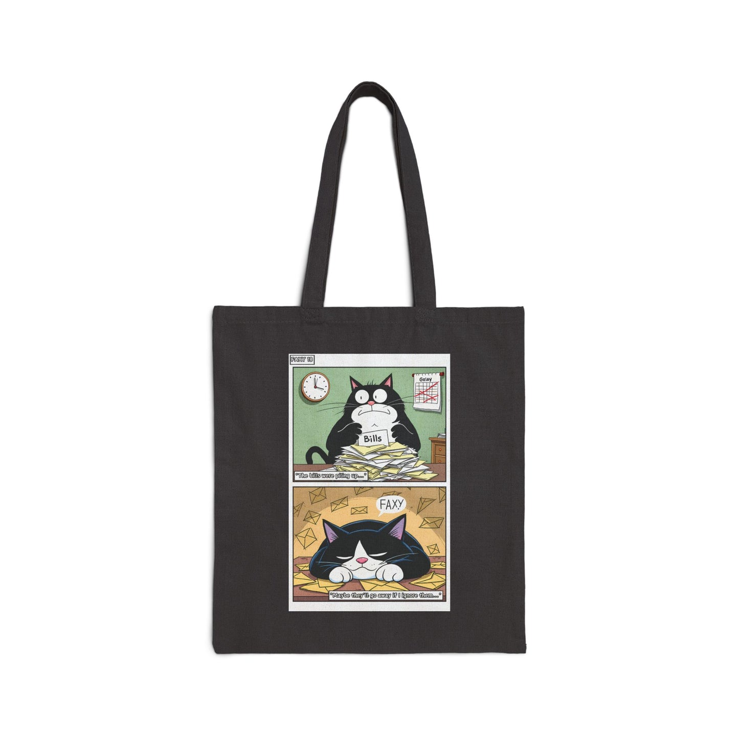 Faxy's Daily Grind Canvas Tote - Cat's Out of the Bag!