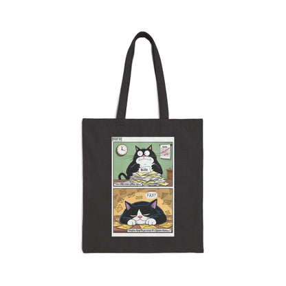 Faxy's Daily Grind Canvas Tote - Cat's Out of the Bag!