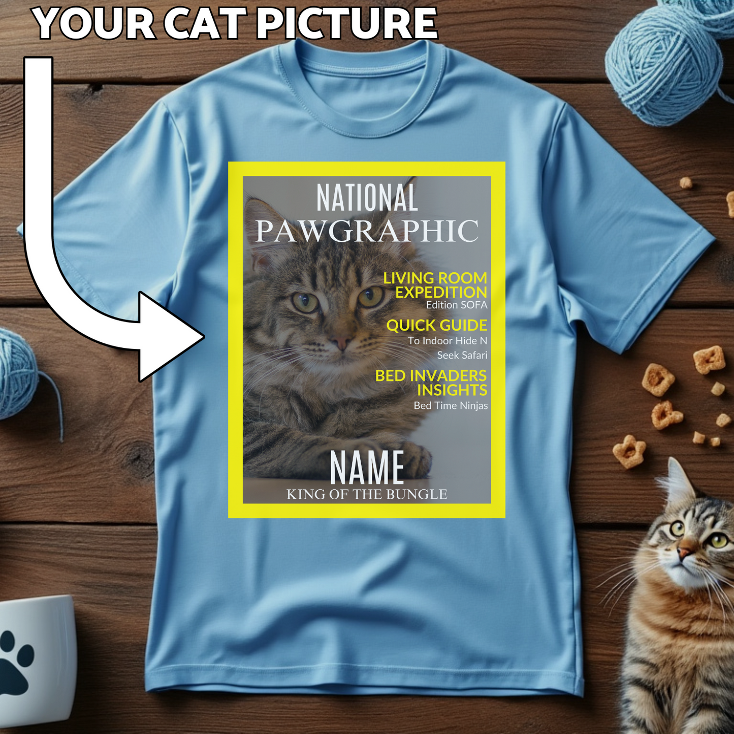 National Pawgraphic Custom Cat Print T-Shirt