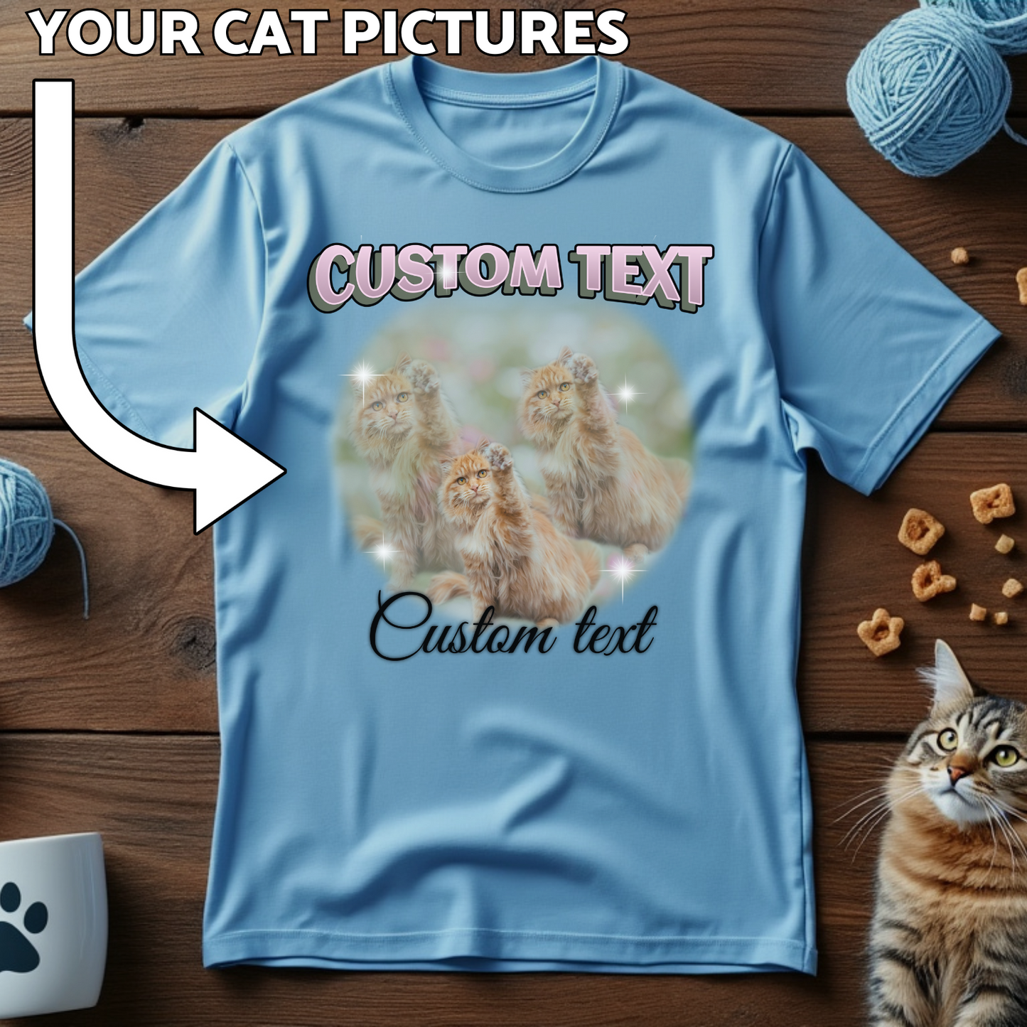 Custom Cat Print T-Shirt