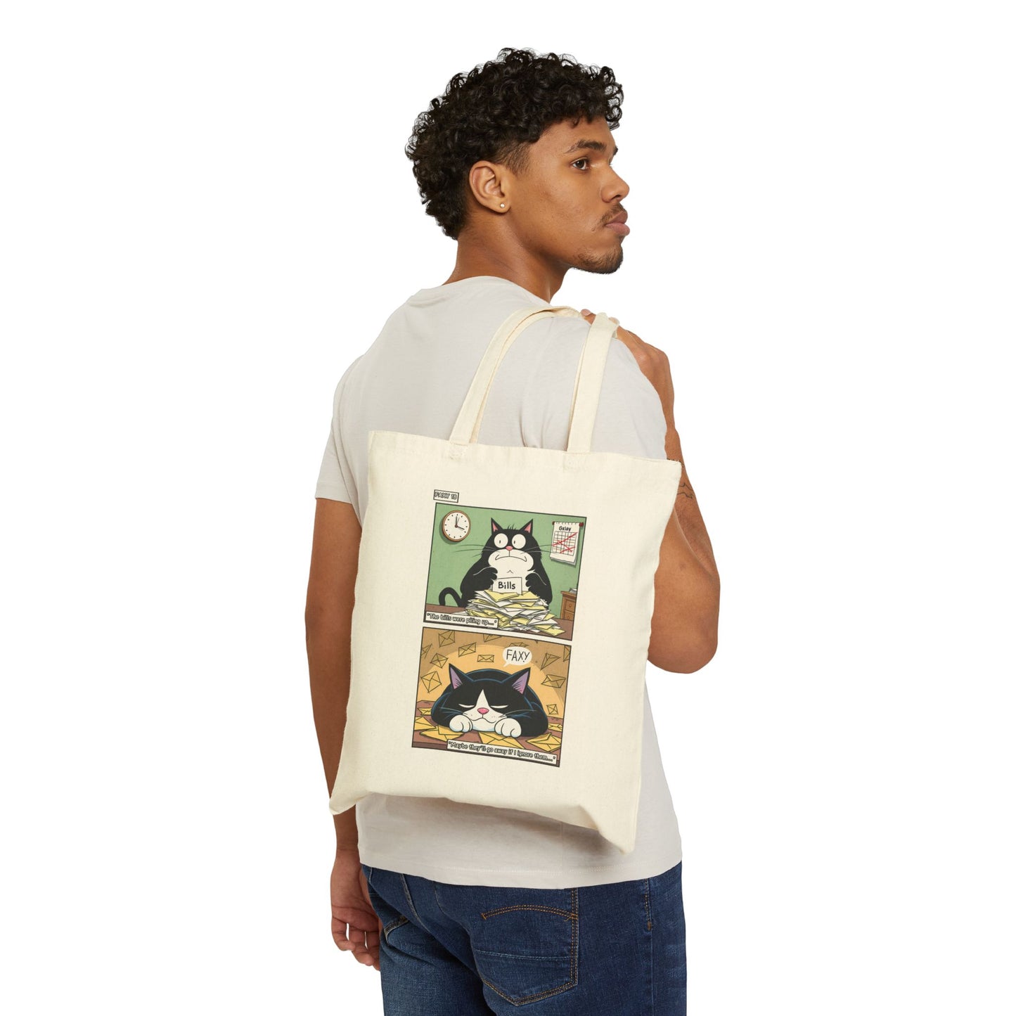 Faxy's Daily Grind Canvas Tote - Cat's Out of the Bag!