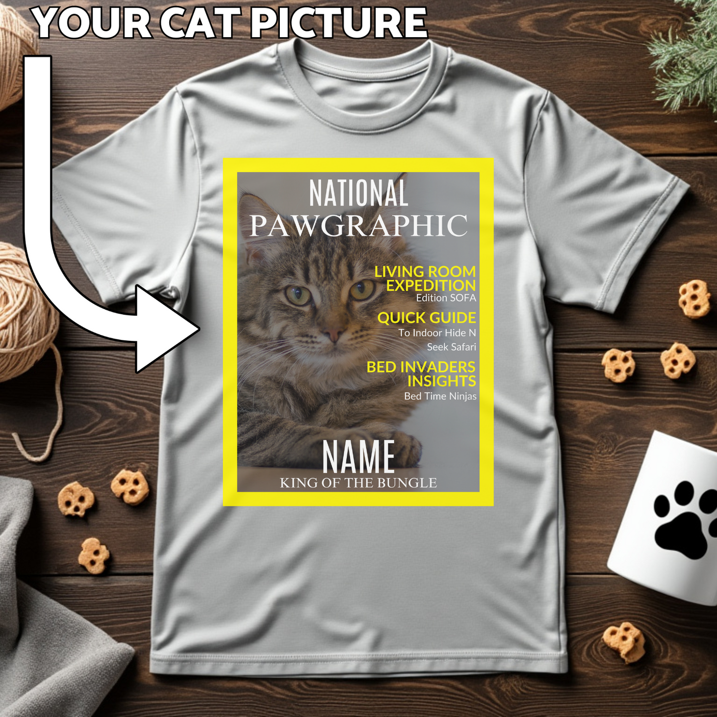 National Pawgraphic Custom Cat Print T-Shirt