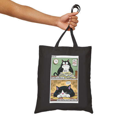 Faxy's Daily Grind Canvas Tote - Cat's Out of the Bag!