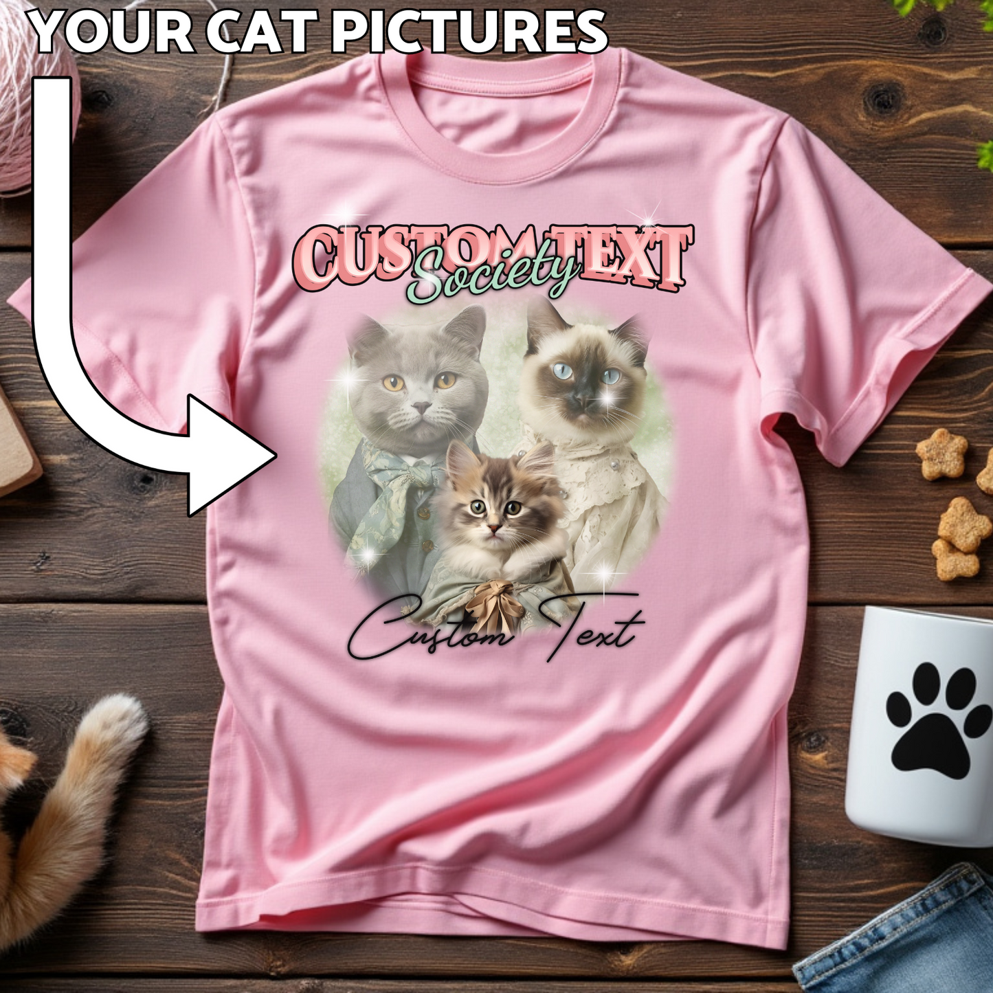 Custom Cat Print T-Shirt