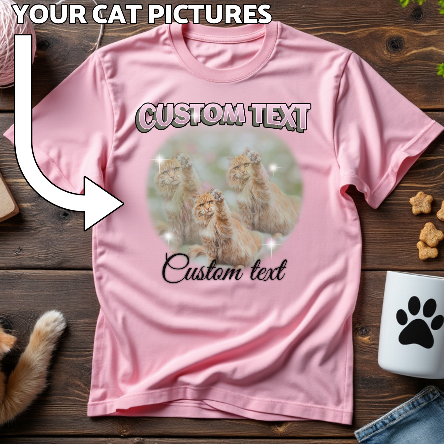 Custom Cat Print T-Shirt