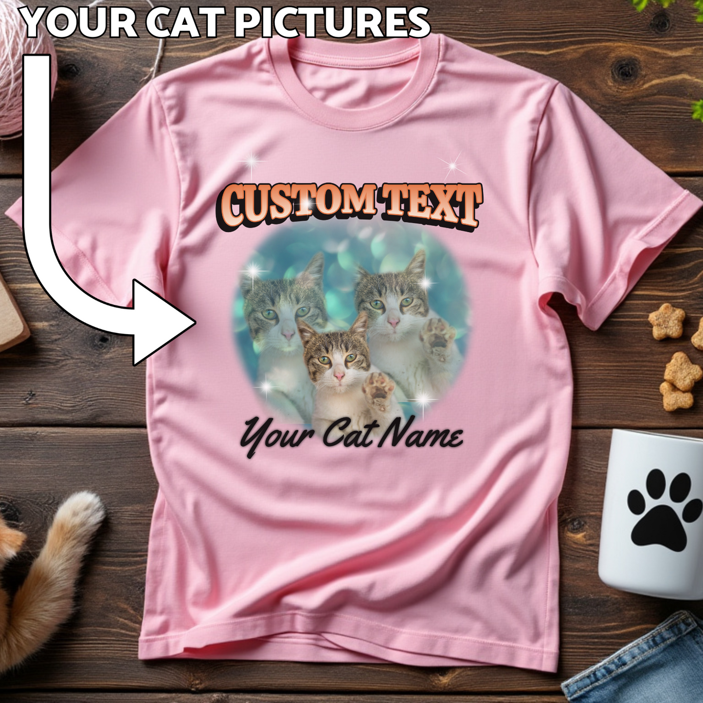 Custom Cat Print T-Shirt