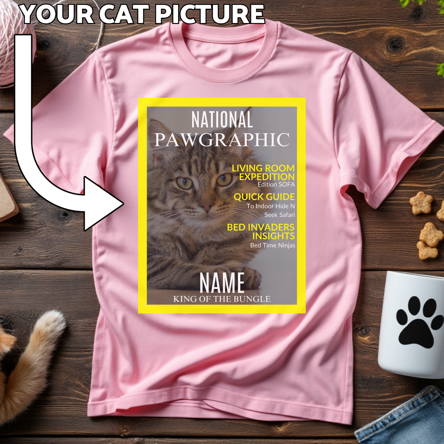 National Pawgraphic Custom Cat Print T-Shirt