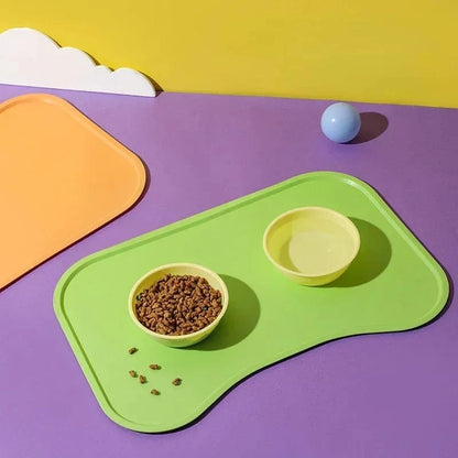Dog Cat Bowl Food Mat with High Lips Silicone Non-Stick Waterproof Pet Food Feeding Pad Puppy Feeder Tray Water Cushion Placemat
